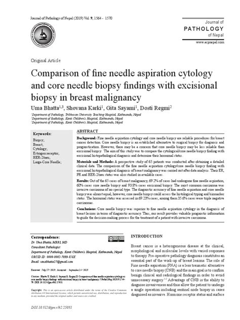 comparison  fine needle aspiration cytology  core needle biopsy