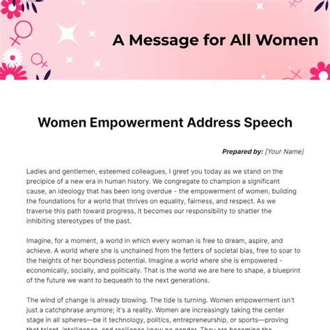 Free Women Empowerment Address Speech Template Edit Online And Download