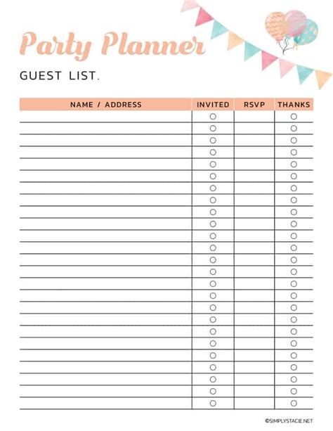 Free Party Planning Printables To Keep You Organized Simply Stacie