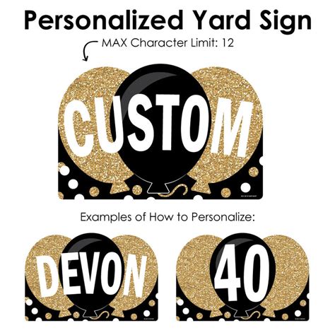 Adult Happy Birthday Gold Lawn Party Decorations Personalized