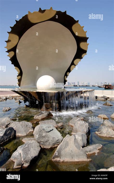 The Pearl Monument on the Doha corniche in Qatar. Pearls used to be ...