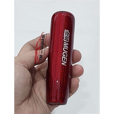 Jual PREMIUM Gear Shift Knob Racing Mugen REAL Carbon Merah Tebal Ulir