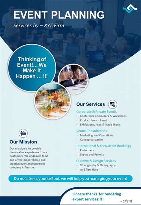 Event Planning Services Two Page Brochure Template Presentation