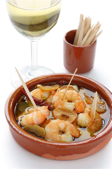 Al Van Gamba S Ajillo Knoflookgarnalen Spaanse Tapas Stock Afbeelding