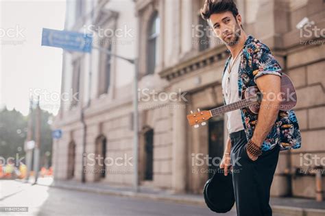 Hipster Man With Ukulele Stock Photo Download Image Now 30 34 Years