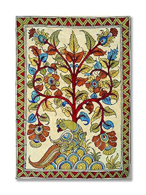 Kalamkari Canvas Painting Tree Of Life Indian Canvas Art Etsy