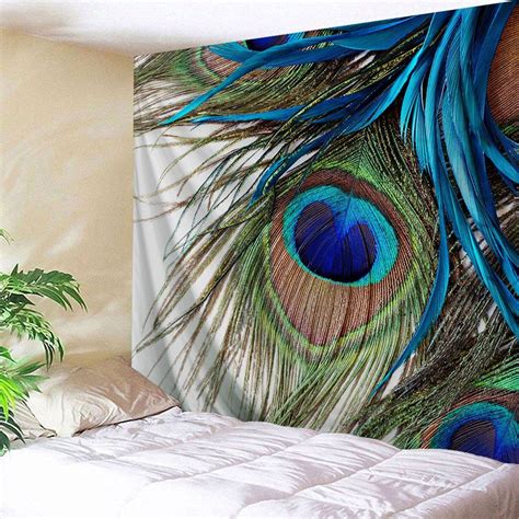 [55% OFF] Peacock Feather Wall Art Tapestry Hanger | Rosegal