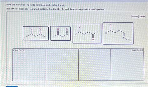 Solved Rank The Following Compounds From Most Acidic To