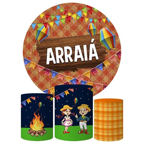 Trio Capas Cilindros Painel Temas Arraiá Festa Junina Julina Veste