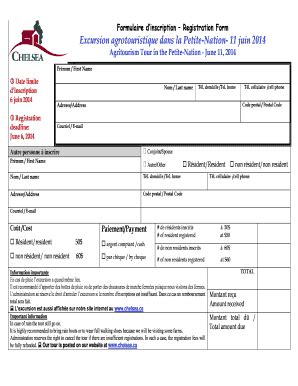 Fillable Online Formulaire Dinscription Registration Form Excursion Fax