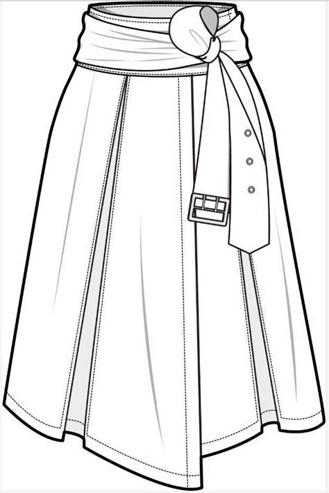 Fashion clothing women skirt technical drawing by adobe Illustrator ...
