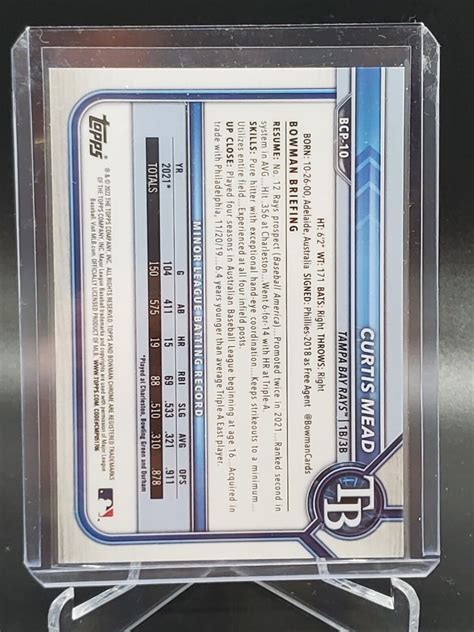 Curtis Mead 2022 Bowman Chrome Green Refractor 99 BCP 10 Tampa Bay