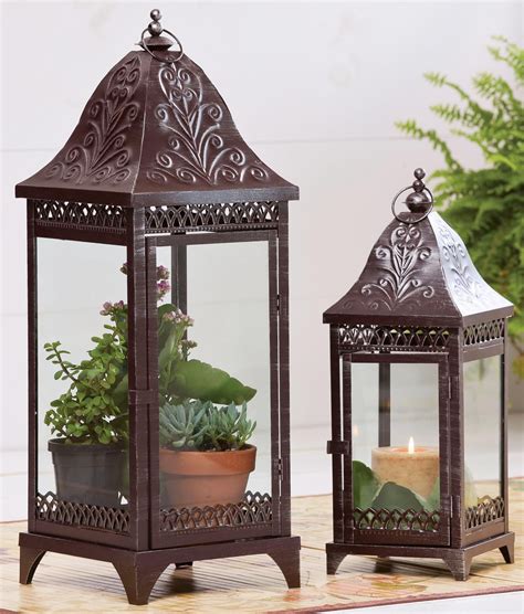 Set Of 2 Bronze Metal Candle Lanterns W2975 Lamps Plus Lanterns Decor Metal Candle