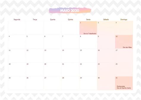 Calendario Mensal Chuva De Amor Maio Fazendo A Nossa Festa