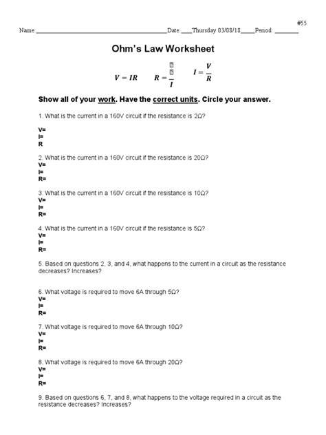 Ohm law Archives • Ohm Law - Worksheets Library