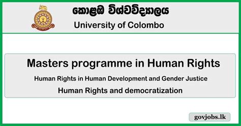 Colombo University Masters Programme In Human Rights Govjobs Lk