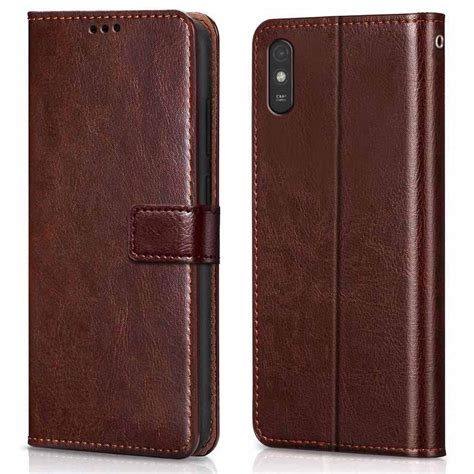 Fastship Vintage Leather TPU Back Case Book Flip Cover For REDMI 9A