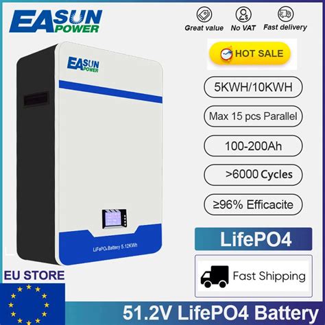 EASUN 51 2V 5KWH 10KWH LiFePO4 Battery Powerwall 48V 100AH 200AH