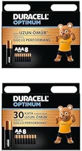 Duracell Optimum AAA Alkalin İnce Kalem Piller 1 5 V LR03 MN2400 8li