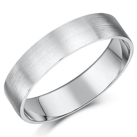 5mm Brushed Matt Flat Court Sterling Silver Wedding Ring Sterling