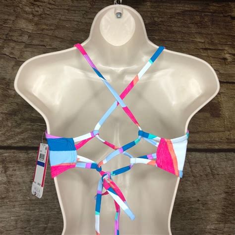 Hula Honey Swim Hula Honey Multicolor Color Block Bikini Top Nwt
