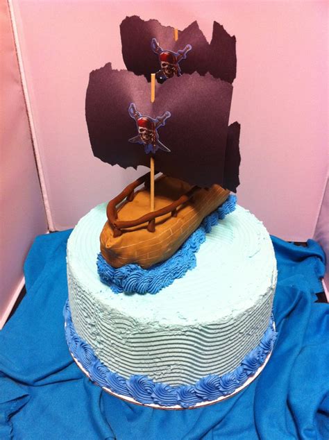 Pirate Ship Checkerboard Cake Iced In Buttercream Fondant Covered