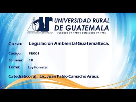 Legislaci N Ambiental Guatemalteca Clase Youtube