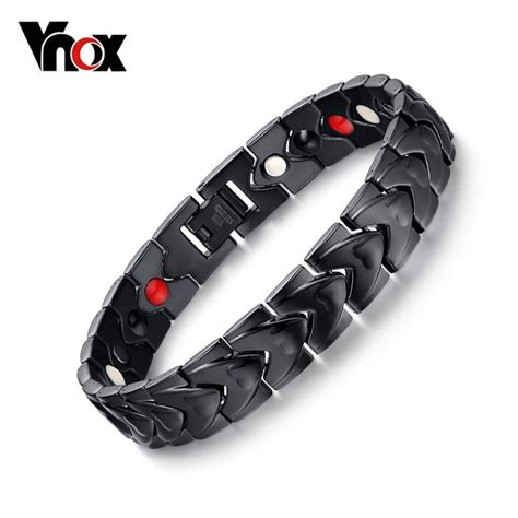 Black Stainless Steel Health Care Bracelets With Magnet Negative Ion