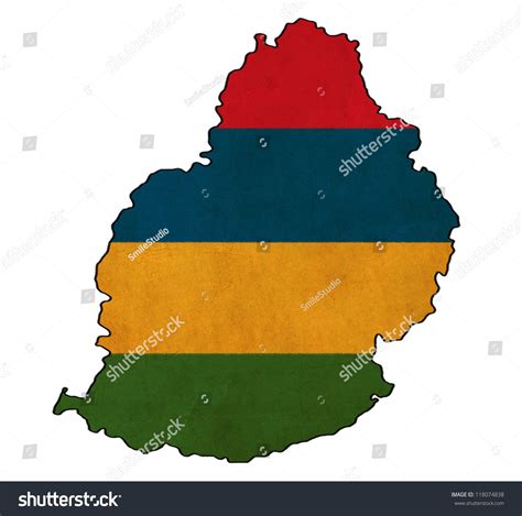 Mauritius Map On Mauritius Flag Drawing Stock Illustration 118074838