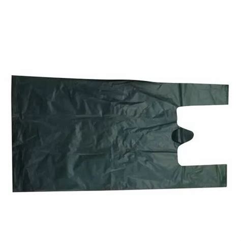 W Cut Plain Black Biodegradable Grocery Bag Holding Capacity 5kg 20