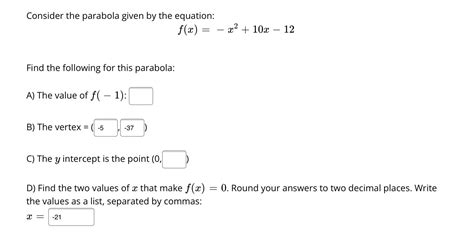 Solved Consider The Parabola Given By The Equation F X Chegg