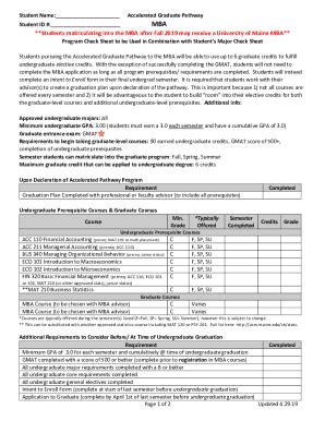 Fillable Online Usm Maine Student Name Accelerated Graduate Pathway