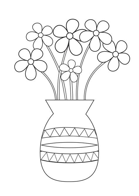 Vase Flowers Coloring Page Realistic Coloring Pages