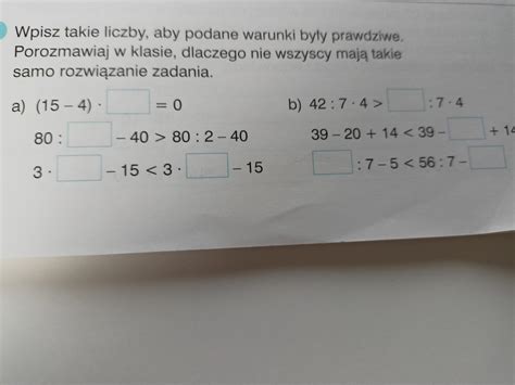 Wpisz takie liczby aby podane warunki były prawdziwe Brainly pl