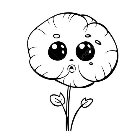 The Drawing Is A Cartoon Flower With Two Eyes Outline Sketch Vector