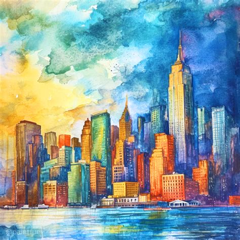 Watercolor Cityscape Painting Inspiration Ideas Skyline Art Scene