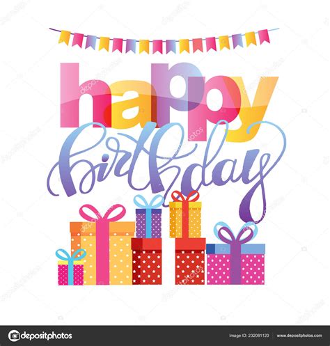 Happy Birthday Color Vector Template Banner Happy Birthday Card Stock Vector By ©jane55 232081120