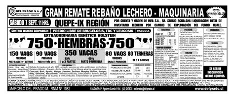 Del Prado Remate Gran Remate Reba O Lechero Maquinaria Sabado