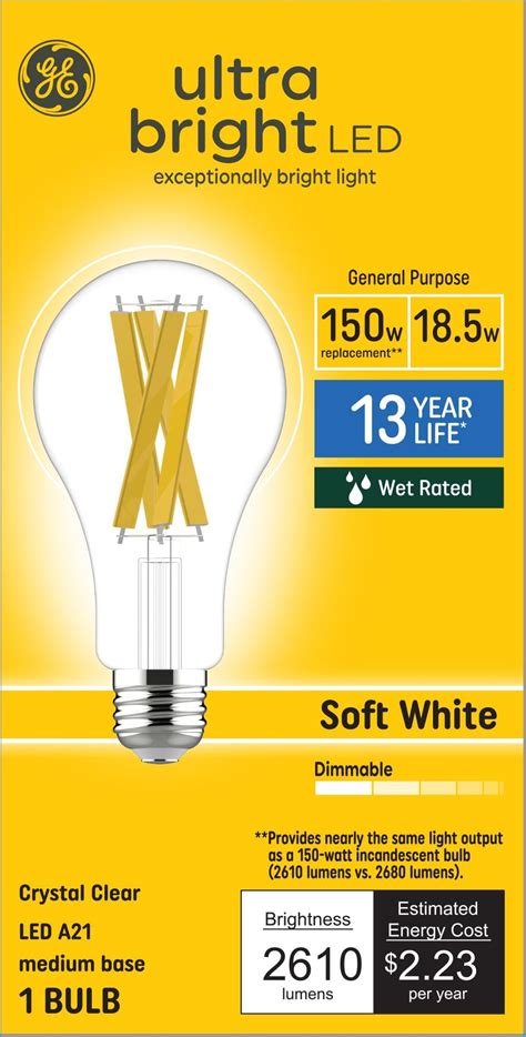 Ge Ultra Bright 150 Watt Eq A21 Soft White Medium Base E 26 Dimmable Led Light Bulb 4 Pack