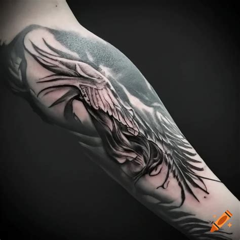 Black Phoenix Tattoo On Arm On Craiyon