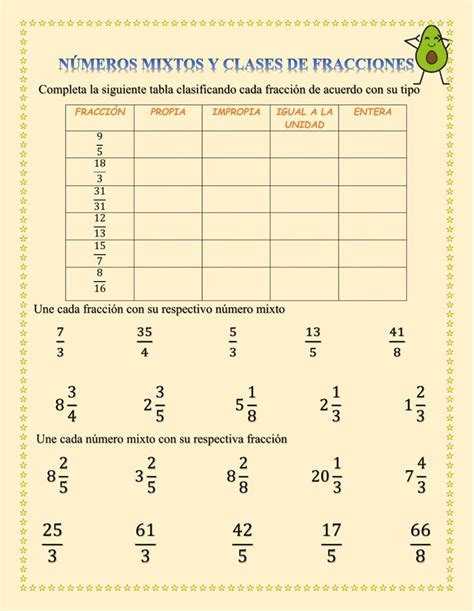 Ficha online de Números mixtos Matematicas fracciones Fichas Fracciones