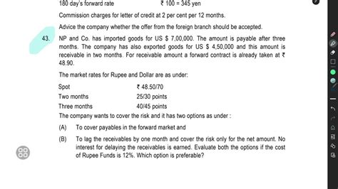 CA Final FOREX AFM TYK Q 43 Lag Receivables SFM AFM Revision