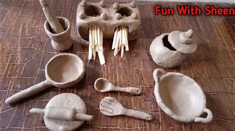 Make Handmade Kitchen Set With Clay Miniature Clay Kitchen Set