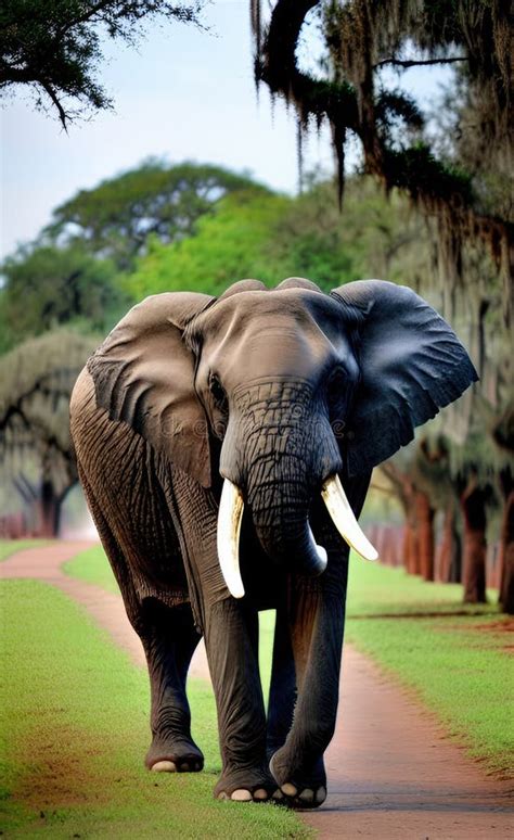 Elephant in the African Savannah Stock Illustration - Illustration of ...