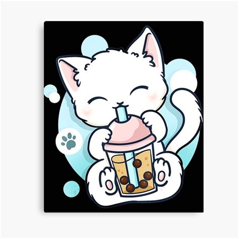 Cat Boba Tea Bubble Tea Anime Kawaii Japanese Girls Teenager Canvas