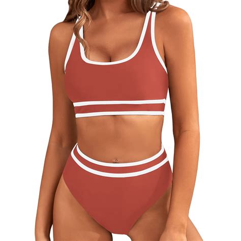 Summer Savings Clearance Erwazi Womens High Waisted Bikini Sets Color