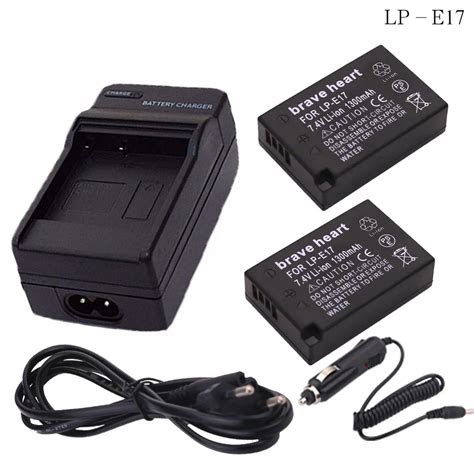 2Pcs 1300mAh LP E17 LPE17 LP E17 battery + Charger + Car charger for canon EOS Rebel T6i 750D ...