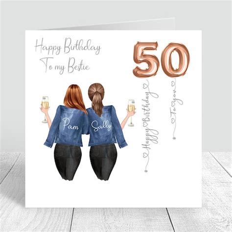 Best Friend 50th Birthday Card Sister Birthday Card Best Etsy Uk