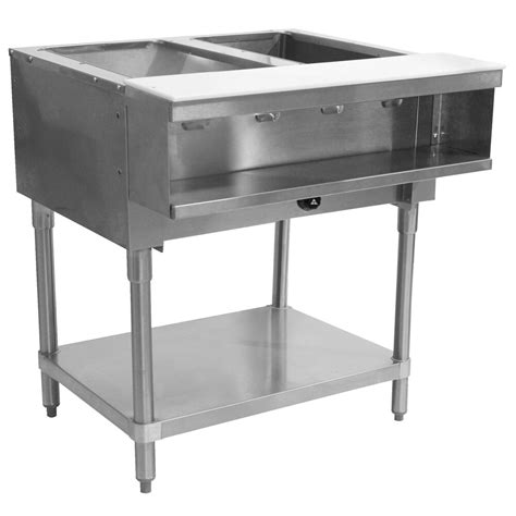 Advance Tabco WB G Natural Gas Two Pan Wetbath Powered Hot Food Table With Undershelf Open Well