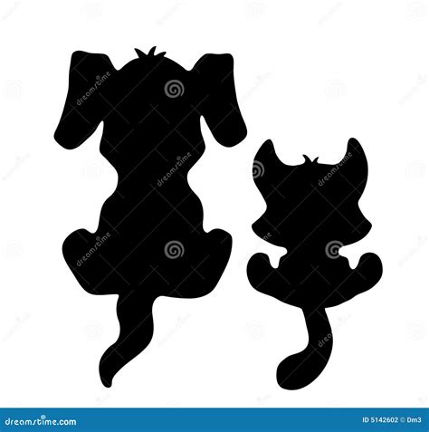 Little Cat And Dog Silhouette Stock Photography - Image: 5142602